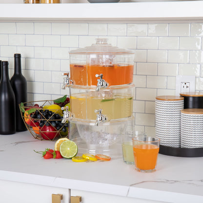 Double Layer 4 Grid Drink Storage Rack with Ice Bottom, Household Party Beverage Organizer