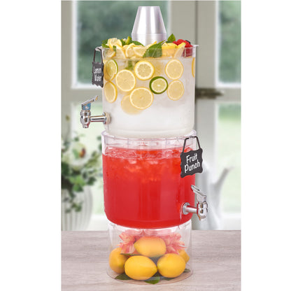 Stackable Drink Dispenser with Support Stand, Practical Beverage Server with Accessory Set for Gathering