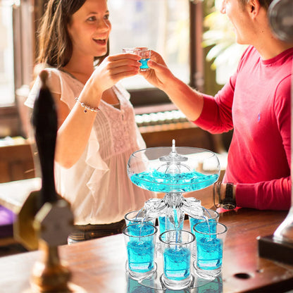 6 Shot Glass Drink Dispenser Set, Acrylic Touchless Liquor Pourer with LED Light, Bar Cocktail Beverage Accessories