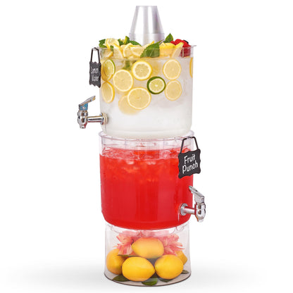 Stackable Drink Dispenser with Support Stand, Practical Beverage Server with Accessory Set for Gathering