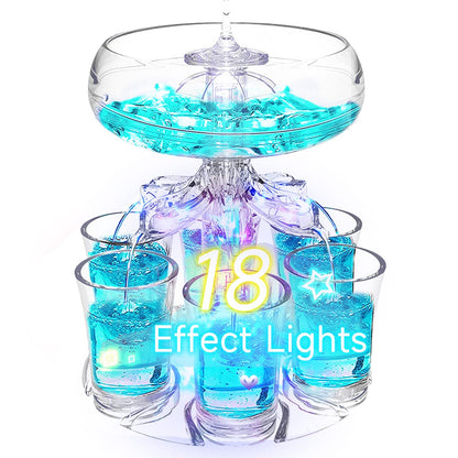 6 Shot Glass Drink Dispenser Set, Acrylic Touchless Liquor Pourer with LED Light, Bar Cocktail Beverage Accessories